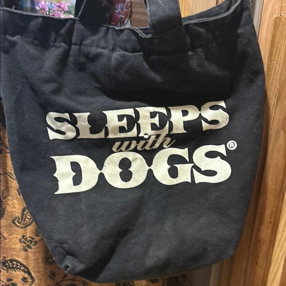 Black Sleeps with Dogs Tote Bag